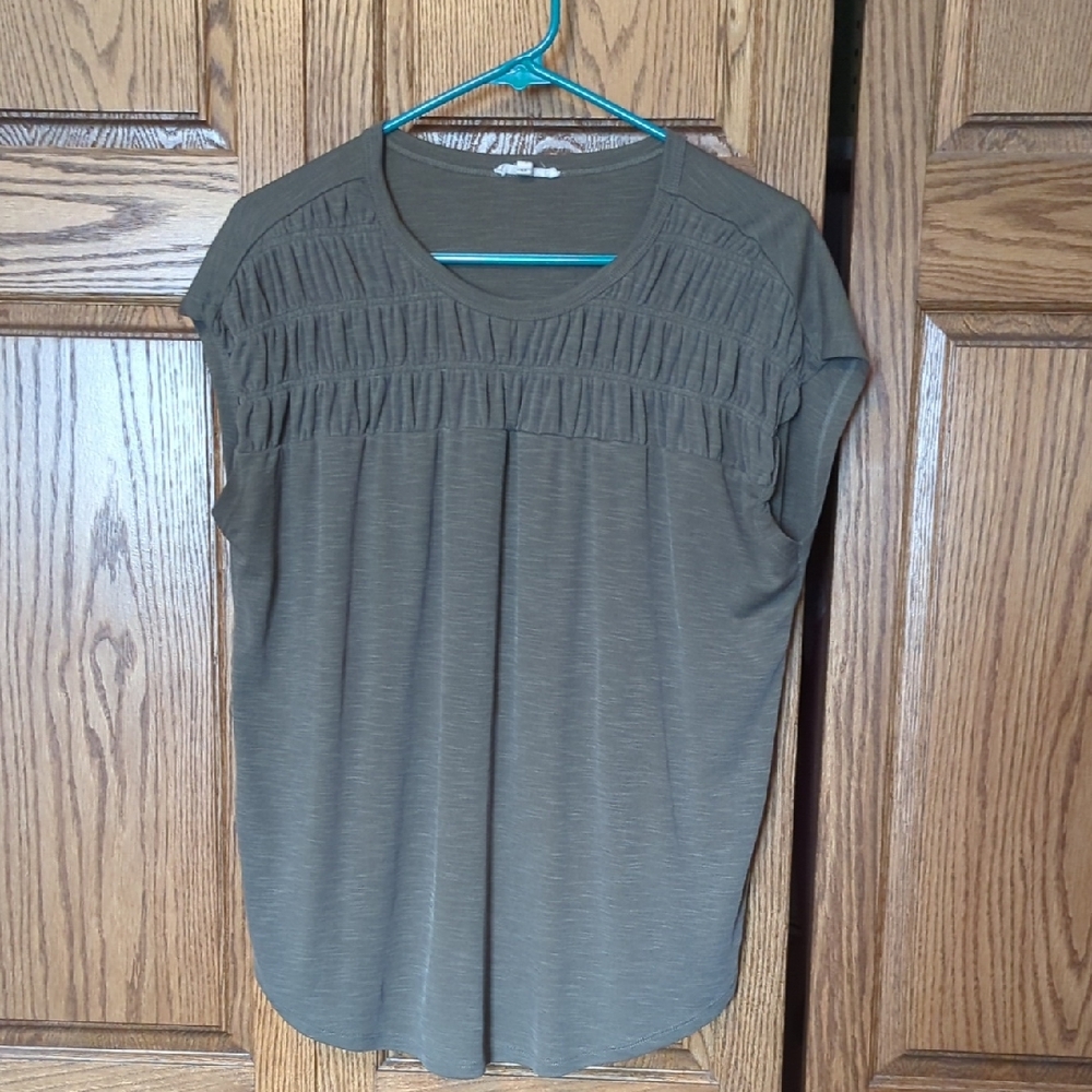 Maurices Olive Gathered Blouse
